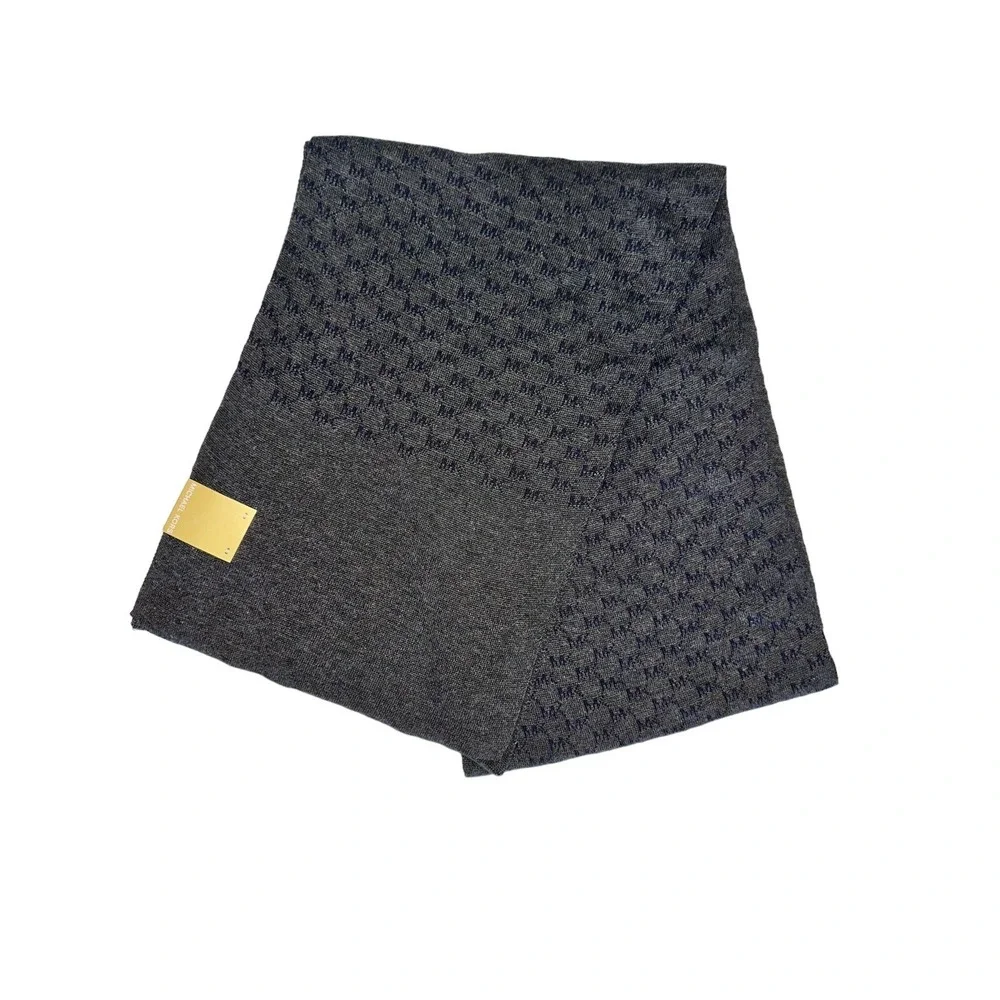 Michael Kors Repeat Logo Print Scarf In Midnight Navy-Black Men's NWT